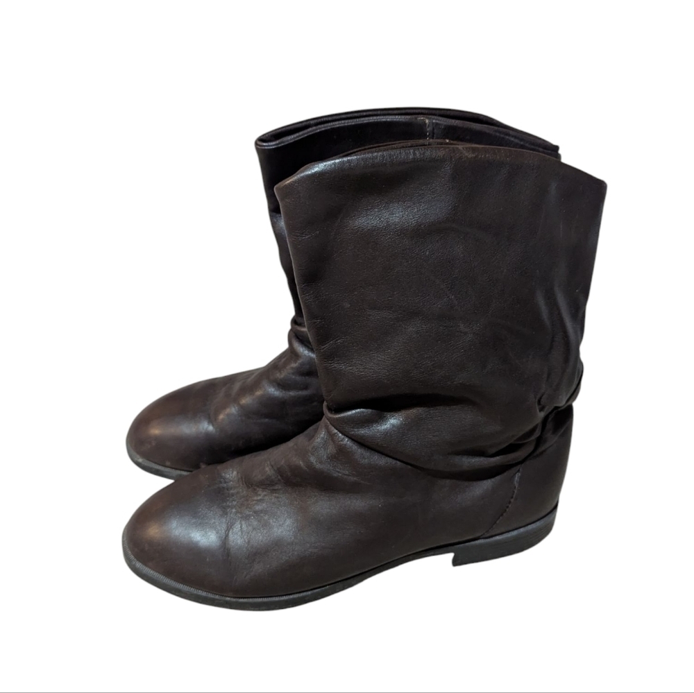 Dexter Boots Slouchy Brown Leather Pull On size 9.5 Classic Retro Made In USA
